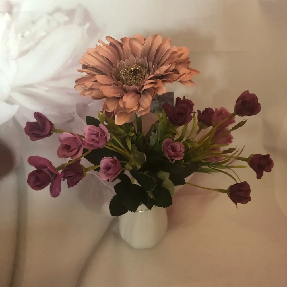 Flower bouquet ceramic vase set artificial flower roses daisy home decor